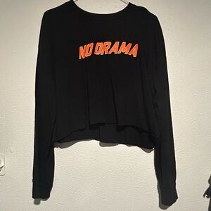 No Drama Black Crop Long-Sleeve Women's Top